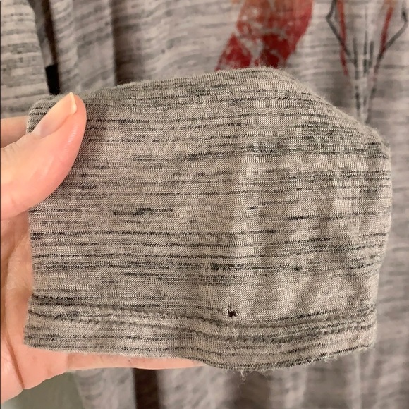 Lush tan lightweight drop-sleeve Top multicolor longhorn western boho motif L - Picture 12 of 15